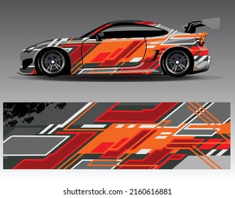 Car wrap design vector. Graphic abstract stripe racing background kit designs for wrap vehicle, race car, rally, adventure and livery