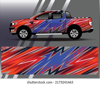 Car wrap design vector. Graphic abstract stripe racing background kit designs for wrap vehicle, race car, rally, adventure and livery