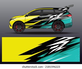 Car wrap design vector. Graphic abstract stripe racing background kit designs for wrap vehicle  race car  rally  adventure and livery