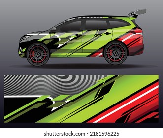 Car wrap design vector. Graphic abstract stripe racing background kit designs for wrap vehicle  race car  rally  adventure and livery