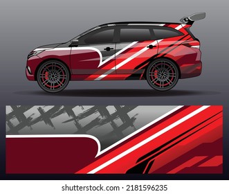 Vector de diseño de ajuste de coches. Diseños gráficos abstractos de banda de fondo de carreras de carreras para envolver la aventura y la liviandad de carreras de coches de carreras de vehículos