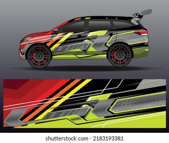 Vector de diseño de ajuste de coches. Diseños gráficos abstractos de banda de fondo de carreras de carreras para envolver la aventura y la liviandad de carreras de coches de carreras de vehículos
