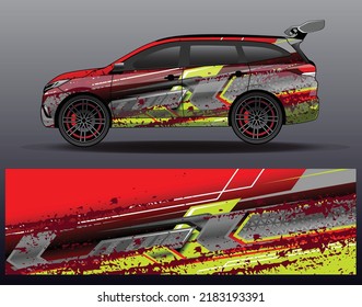 Car wrap design vector. Graphic abstract stripe racing background kit designs for wrap vehicle race car rally adventure and livery