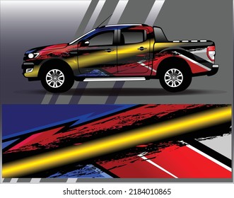 Car wrap design vector. Graphic abstract stripe racing background kit designs for wrap vehicle race car rally adventure and livery