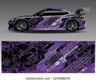 Car wrap design vector. Graphic abstract stripe racing background kit designs for wrap vehicle race car rally adventure and livery