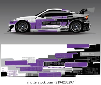 Car wrap design vector. Graphic abstract stripe racing background kit designs for wrap vehicle race car rally adventure and livery