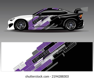 Car wrap design vector. Graphic abstract stripe racing background kit designs for wrap vehicle race car rally adventure and livery