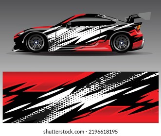 Car wrap design vector. Graphic abstract stripe racing background kit designs for wrap vehicle race car rally adventure and livery