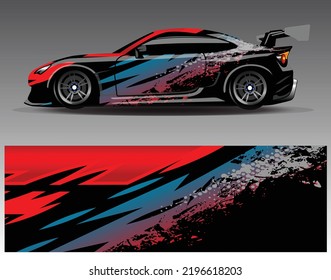 Car wrap design vector. Graphic abstract stripe racing background kit designs for wrap vehicle race car rally adventure and livery