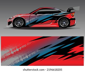 Car wrap design vector. Graphic abstract stripe racing background kit designs for wrap vehicle race car rally adventure and livery