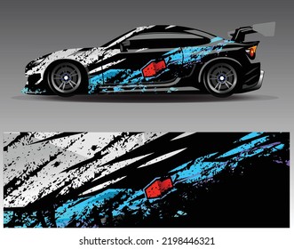 Car wrap design vector. Graphic abstract stripe racing background kit designs for wrap vehicle  race car  rally  adventure and livery