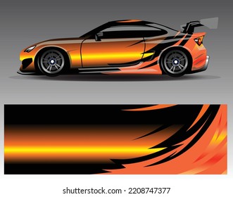 Car wrap design vector. Graphic abstract stripe racing background kit designs for wrap vehicle race car rally adventure and livery