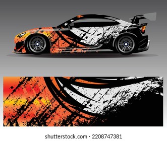 Vector de diseño de ajuste de coches. Diseños gráficos abstractos de banda de fondo de carreras de carreras para envolver la aventura y la liviandad de carreras de coches de carreras de vehículos