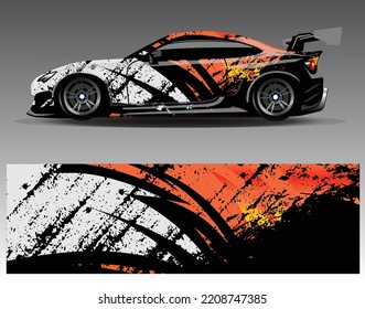 Car wrap design vector. Graphic abstract stripe racing background kit designs for wrap vehicle race car rally adventure and livery