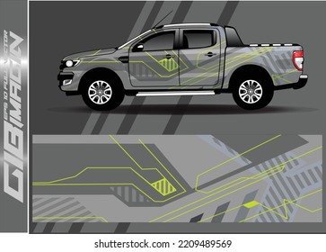 Car wrap design vector. Graphic abstract stripe racing background kit designs for wrap vehicle race car rally adventure and livery