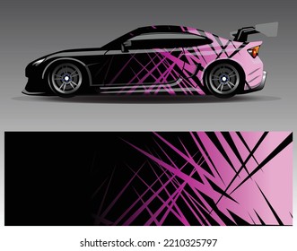 Vector de diseño de ajuste de coches. Diseños gráficos abstractos de banda de fondo de carreras de carreras para envolver la aventura y la liviandad de carreras de coches de carreras de vehículos