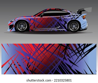 Car wrap design vector. Graphic abstract stripe racing background kit designs for wrap vehicle race car rally adventure and livery