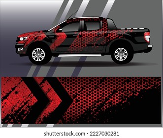 Konstruktionsvektor für Autoverpackungen. Grafikabstrakter, abstrakter Streifen-Hintergrund-Kit-Designs für Wrackwagen-Rallye-Abenteuer und Livery