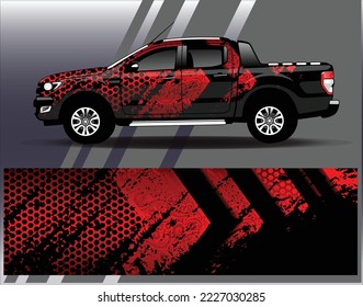 Car wrap design vector. Graphic abstract stripe racing background kit designs for wrap vehicle race car rally adventure and livery