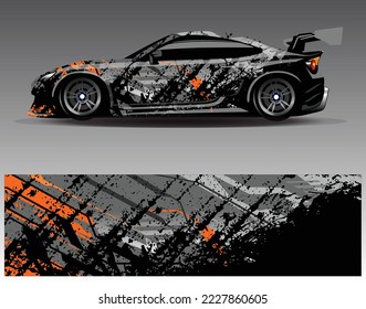 Car wrap design vector. Graphic abstract stripe racing background kit designs for wrap vehicle race car rally adventure and livery