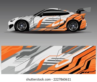 Vector de diseño de ajuste de coches. Diseños gráficos abstractos de banda de fondo de carreras de carreras para envolver la aventura y la liviandad de carreras de coches de carreras de vehículos