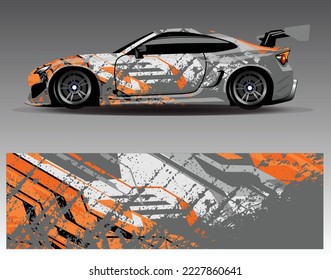 Car wrap design vector. Graphic abstract stripe racing background kit designs for wrap vehicle race car rally adventure and livery