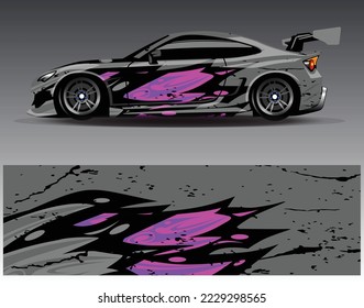 Car wrap design vector. Graphic abstract stripe racing background kit designs for wrap vehicle  race car rally adventure and livery