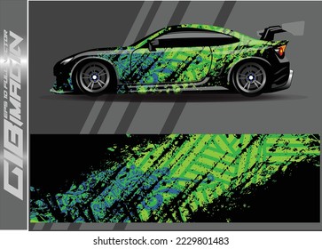 Car wrap design vector. Graphic abstract stripe racing background kit designs for wrap vehicle race car rally adventure and livery