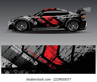 Car wrap design vector. Graphic abstract stripe racing background kit designs for wrap vehicle  race car  rally  adventure and livery
