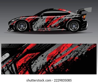 Car wrap design vector. Graphic abstract stripe racing background kit designs for wrap vehicle  race car  rally  adventure and livery