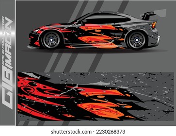 Car wrap design vector. Graphic abstract stripe racing background kit designs for wrap vehicle race car rally adventure and livery
