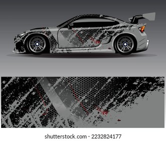 Vector de diseño de ajuste de coches. Diseños gráficos abstractos de banda de fondo de carreras de carreras para envolver la aventura y la liviandad de carreras de coches de carreras de vehículos