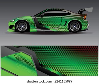 Car wrap design vector. Graphic abstract stripe racing background kit designs for wrap vehicle  race car  rally  adventure and livery