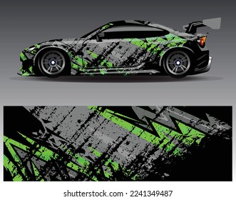 Car wrap design vector. Graphic abstract stripe racing background kit designs for wrap vehicle  race car  rally  adventure and livery
