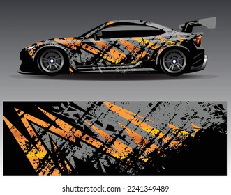 Car wrap design vector. Graphic abstract stripe racing background kit designs for wrap vehicle  race car  rally  adventure and livery