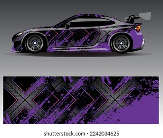 Car wrap design vector. Graphic abstract stripe racing background kit designs for wrap vehicle  race car  rally  adventure and livery