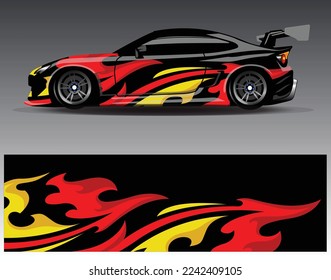 Car wrap design vector. Graphic abstract stripe racing background kit designs for wrap vehicle  race car  rally  adventure and livery