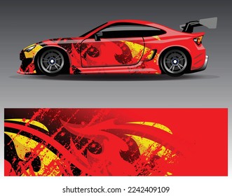 Vector de diseño de ajuste de coches. Diseños gráficos abstractos de banda de fondo de carreras de carreras para envolver la aventura y la liviandad de carreras de coches de carreras de vehículos