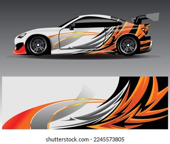 Car wrap design vector. Graphic abstract stripe racing background kit designs for wrap vehicle  race car  rally  adventure and livery