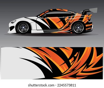 Car wrap design vector. Graphic abstract stripe racing background kit designs for wrap vehicle  race car  rally  adventure and livery