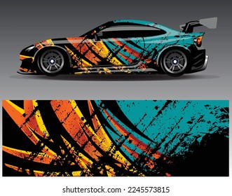 Car wrap design vector. Graphic abstract stripe racing background kit designs for wrap vehicle  race car  rally  adventure and livery