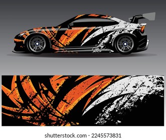 Car wrap design vector. Graphic abstract stripe racing background kit designs for wrap vehicle  race car  rally  adventure and livery