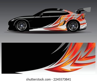 Car wrap design vector. Graphic abstract stripe racing background kit designs for wrap vehicle  race car  rally  adventure and livery