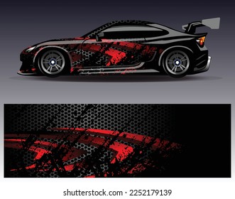Car wrap design vector. Graphic abstract stripe racing background kit designs for wrap vehicle  race car  rally  adventure and livery