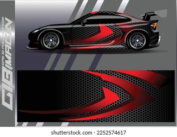 Car wrap design vector. Graphic abstract stripe racing background kit designs for wrap vehicle race car rally adventure and livery