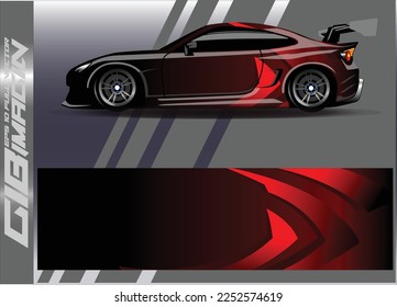 Car wrap design vector. Graphic abstract stripe racing background kit designs for wrap vehicle race car rally adventure and livery