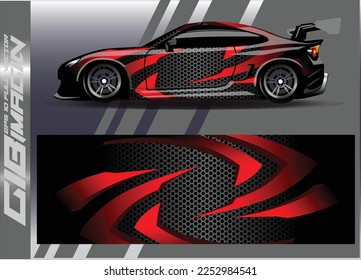 Vector de diseño de ajuste de coches. Diseños gráficos abstractos de banda de fondo de carreras de carreras para envolver la aventura y la liviandad de carreras de coches de carreras de vehículos