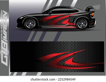 Vector de diseño de ajuste de coches. Diseños gráficos abstractos de banda de fondo de carreras de carreras para envolver la aventura y la liviandad de carreras de coches de carreras de vehículos