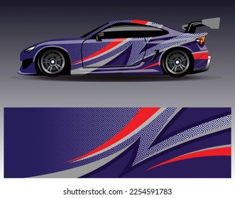 Car wrap design vector. Graphic abstract stripe racing background kit designs for wrap vehicle race car rally adventure and livery