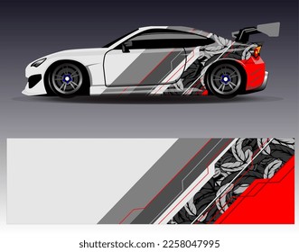 Car wrap design vector. Graphic abstract stripe racing background kit designs for wrap vehicle  race car  rally  adventure and livery